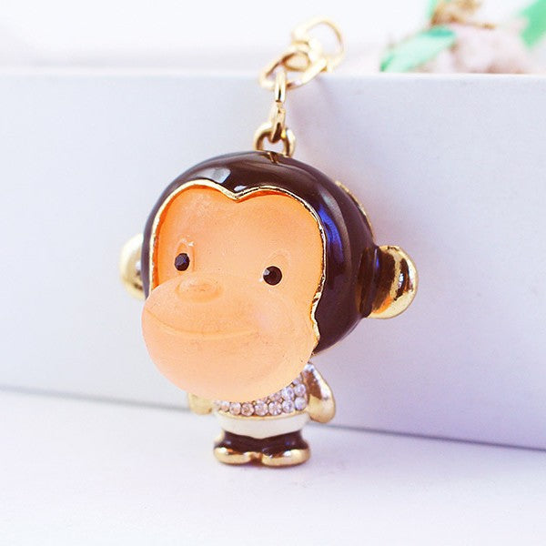 Cute Crystal Monkey Zodiac Animal Keychain Purse Charm Gift