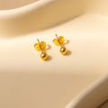 Four Size Gold Tone Classic Round Ball Stud Earrings view 8