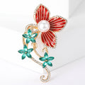 Enamel Flower Pearl Rhinestone Vine Brooch Red Blue Two Colors view 6