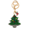 Green Beaded Christmas Tree Charm Keychain With Stocking view 5