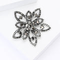 Layered Openwork Flower Brooch With Black Gray Crystals view 3