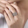 Silver Tone Multi Band Wrap Pave Clear Finger Ring view 4