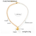 Gold Split Zircon And Imitation Pearl Necklace Matte Ball Pendant view 6