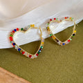 Colorful Beaded Hoop Earrings in Nine Geometric and Pearl Styles view 9