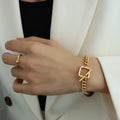 Thick Curb Chain OT Toggle Necklace And Matching Bracelet view 4
