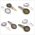 Ornate Round and Oval Bezel Tray Metal Hair Clip Blanks view 2