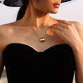 Stainless Steel Hollow Bean Oval Pendant Necklaces Gold Steel Sizes view 3