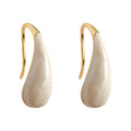 Gold Tone Cream Long Teardrop Hook Earrings For Women view 5