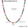 Heart Zircon Tennis Necklace Bracelet Gold Steel Multicolor view 12