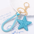 Rhinestone Star Keychain Gold Ring Braided Cord 15 Styles view 2