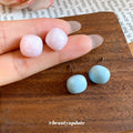 Glossy Pastel Round Resin Stud Earrings in Pink and Blue view 3