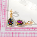 Gold Tone Crystal Teardrop Star Stud Drop Earrings view 5