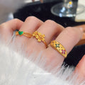 Gold Tone Double Flower Open Adjustable Ring Style view 1