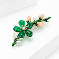 Green Crystal Blossom Branch Brooch Pin Decorative Jewelry view 2