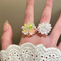 Three Mixed Colorful Flower Rings With Enamel Or Beaded Clusters view 4