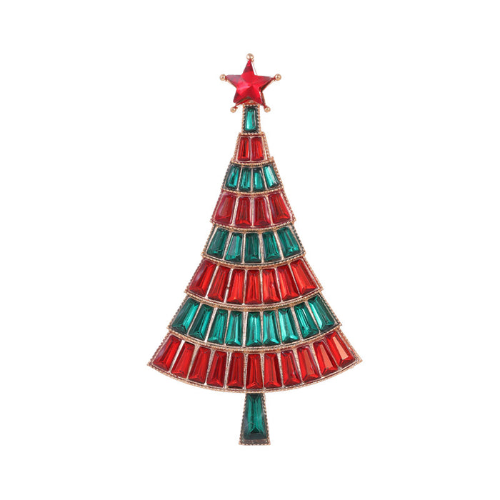 Christmas Tree Crystal Two Designs Metal Brooch Pin