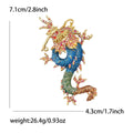 Large Coiled Dragon Enamel Brooch in Red or Blue Green view 5