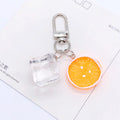Silver Tone Lemon Slice and Clear Ice Cube Split Ring Keychains view 2