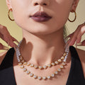 Pearl and Crystal Heart Collar Necklaces in Gold and Silver Tone view 2