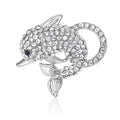 Rhinestone Dolphin Brooch Black Gold or Silver Tone view 5