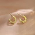 Silver Crushed Texture C Shape Open Hoop Stud Earrings view 4