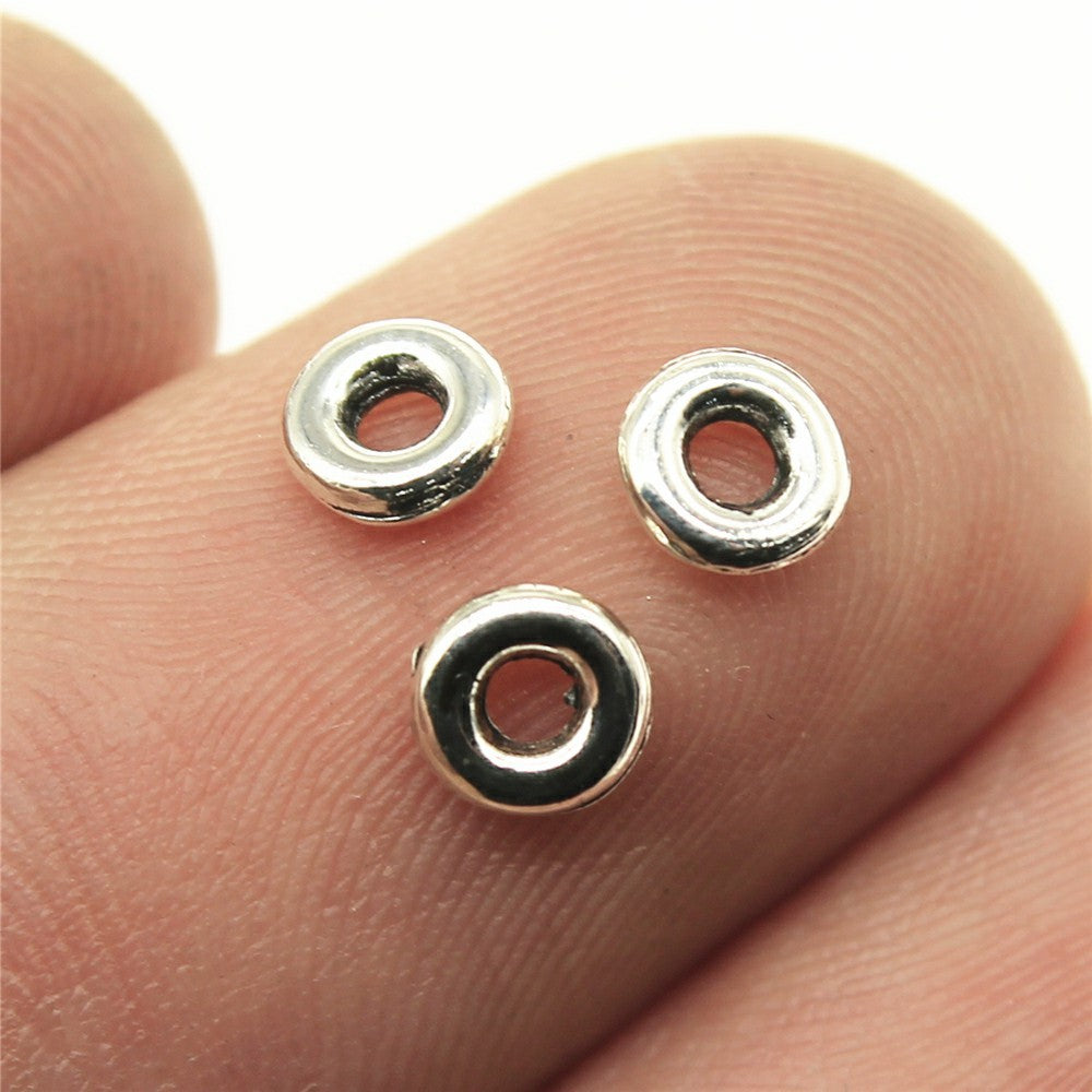 5x5x1mm 0.12g Zinc Alloy Round Ring Spacer Beads for Bracelet Necklace DIY Jewelry Findings