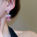 Floral Teardrop Crystal Necklace Or Earrings In Pink Or Multicolor view 3