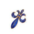 Blue Gold Tone Flower Geometric Enamel Two Designs Metal Brooch Pin view 5
