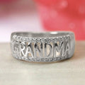Silver Rose Gold Grandma Letter Band Pave Finger Ring view 6