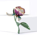 Purple Enamel Tulip Brooch with Green Stem and Crystals view 2