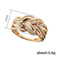 Wide Woven Knot Pave Ring In Gold And Silver Tones view 5