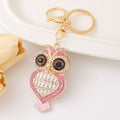 Rhinestone Owl Metal Keychain Gold Tone Clasp Ring 3 Colors view 3