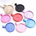 Colorful Round Bezel Pendant Trays with Textured Backs view 1