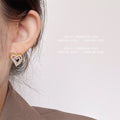 Gold Multi Layer Heart Stud Earrings Pearl And Zirconia view 2