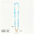 Marbled 12mm Round Bead Necklace With Gold Tone Ring Clasp view 10