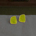 Gold Tone Lime Green Irregular Enamel Stud Earrings For Women view 4