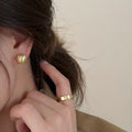 Satin Finish Irregular Round Stud Earrings in Three Sizes view 8