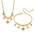 Gold Sun Turquoise Charm Snake Chain Necklace Bracelet view 5