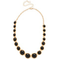 Gold Black Round Resin Bezel Drop Earrings Stud Set view 5