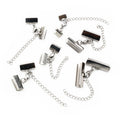 Stainless Steel Ribbon Crimp Ends With Lobster Clasp and Chain view 2