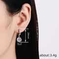 Silver Tone Huggie Hoop Earrings Round Clear CZ Drops view 4