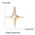 Polished Metal Four Point Star Brooch Gold Silver Two Finishes view 7