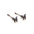 Purple and Black Butterfly Gothic Chain Stud Earrings view 5