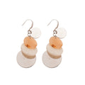 Layered Shell Look Disc Drop Earrings on Silver Tone Hooks view 5