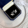 Clear Floral Bow Silver Tone Delicate Small Stud Earrings view 2