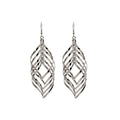 Gold and Silver Layered Open Leaf Long Hook Earrings view 5