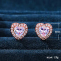 Heart Halo Clear Center Stone Stud Earrings Three Tones view 5