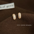 Gold Tone Pave Clear Stone Elongated Oval Stud Earrings view 3