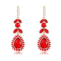 Silver Tone Crystal Leaf Teardrop Openwork Crystal Four Designs Metal Dangle Earrings view 7