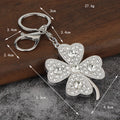 Clear And Green Four Leaf Clover Metal Keychain With Lobster Clasp view 2